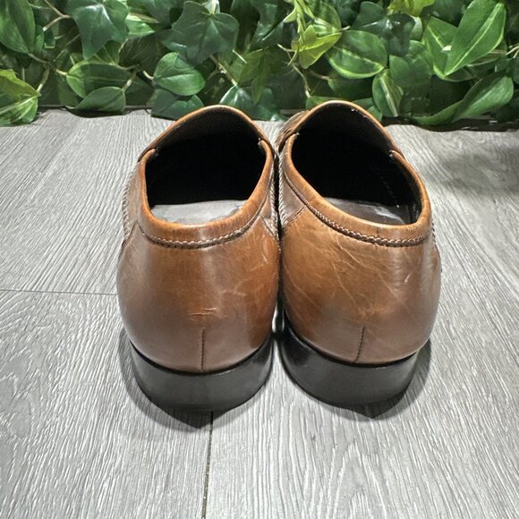 Italy Bragano Cole Haan Men\'s size 10 Brown woven leather Loafers dress shoes main image 4